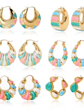 Diana Baby Jewelry Gold Plated Colorful Rainbow Earring Romantic Enamel Geometric Wedding Party Women Big Round Hoop Earrings - Aliexpress - FashionsVida