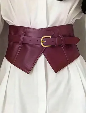 Pieza Cinturón elástico marrón versátil para mujer, diseño único, adecuado para complementar trajes, vestidos o uso diario - Shein - FashionsVida