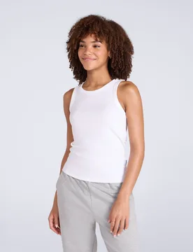 Womens Ribbed Tank Lightweight Breathable Soft Casual Summer Ladies Vest Top White Cotton - Size 18 Uk - Mountain Warehouse - FashionsVida