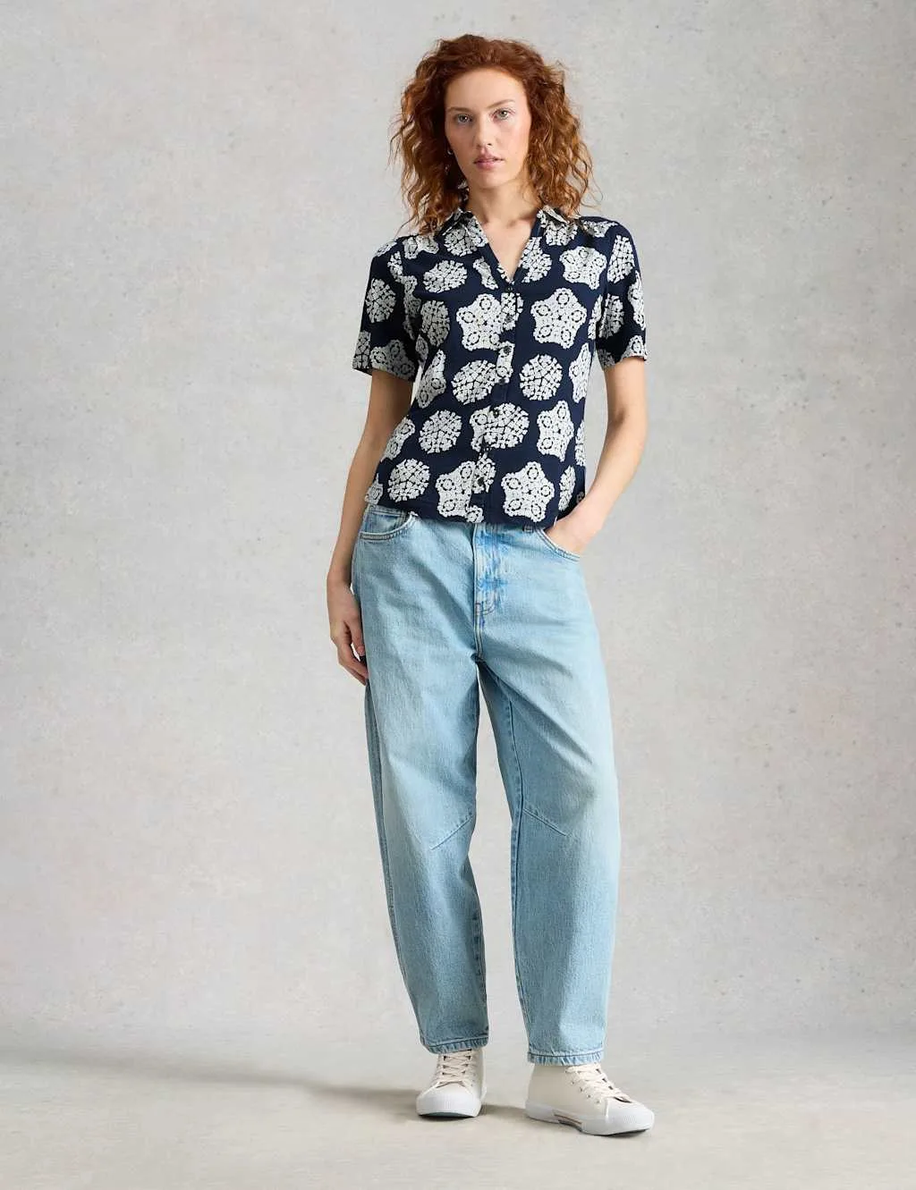 Jersey Floral Collared Shirt Navy Mix female - White stuff - FashionsVida