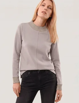 Sweatshirt mit Strick, normale Größen, Farbe Beige, 36, schöne Strickdetails bequem, da elastisch Damen - Walbusch - FashionsVida