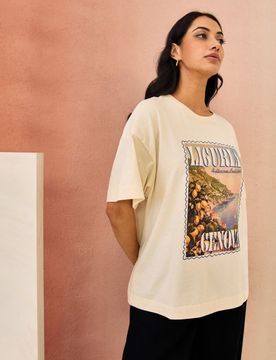 Maglietta in cotone con stampa estiva - nude