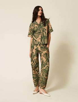 Pantalon de jogging en popeline avec imprimé