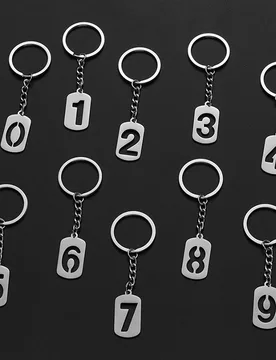 Creative Lucky Number 0-9 Pendant Keychain Silver Color Stainless Steel Keyrings for Lovers Nameplate Keys Holder Chain Ring - Aliexpress - FashionsVida