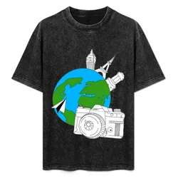 Traveling Photographer T-Shirt Novelty Print Casual Tee Shirt