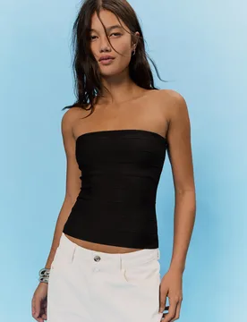 Bershka Haut Bandeau Femme S Noir - Bershka - FashionsVida