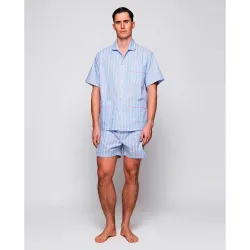 Pijama punto largo de hombre rayas azul