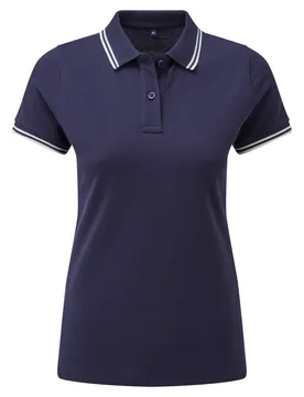 Womens/ladies Classic Fit Tipped Polo (Navy/white) - Size Large - Asquith & Fox - FashionsVida