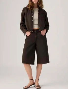 Bermuda ultra baggy Levi's marroni in denim di cotone a vita media - Levis - FashionsVida