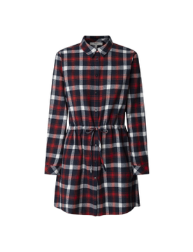 Para mujer. PL9537750 Vestido Marina (L), Casual, Algodón, Manga larga