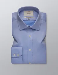 Slim Fit Non Iron Pure Cotton Twill Shirt Blue male