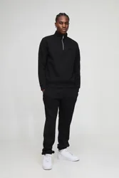 Herren Regular Fit Herren Zip Stehkragen Sweatshirt Trainingsanzug Black Größe XS