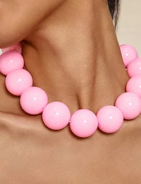 Pieza Collar bohemio de cuentas extra grande, diseño minimalista exagerado para mujeres, para fiestas y reuniones, disponible en rosa, burdeos, gris, - Shein - FashionsVida