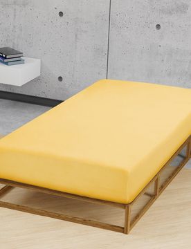 Jersey-Elastic-Spannbetttuch honig, 1x 90x190 cm - 100x220 cm