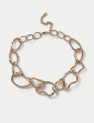 Textured Irregular Link Necklace Gold female