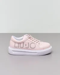 Sneakers platform Liu-jo rosa stringate con logo glitterato argento