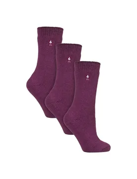 Women's 3 Pairs Original Thick Winter Thermal Socks in Fuchsia Size: 4-8 - Fuchsia - Size: 4-8 - Heat Holders - FashionsVida