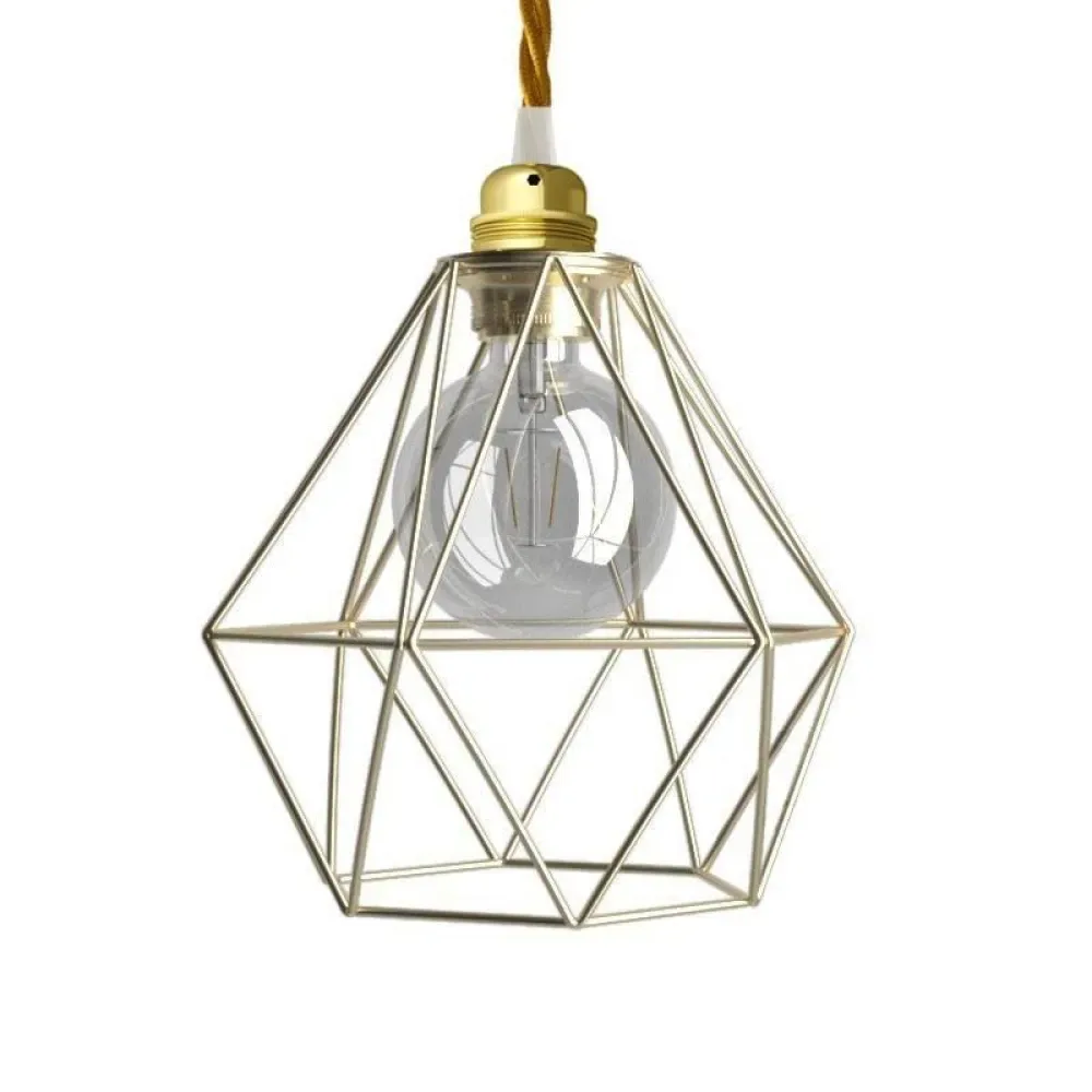 Cables Suspension Luminaire Textile Diamond 1 M Brass One Size - Creative - FashionsVida
