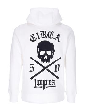 Felpa Cappuccio Zip Uomo Lopez 50 Zip Hood White/black