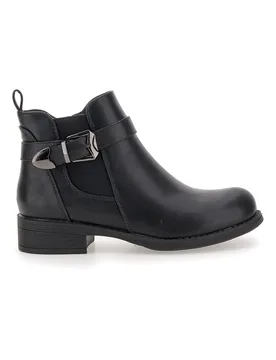 Stivaletti neri con fibbia laterale e tacco basso P621 37 - THE FIRST - FashionsVida