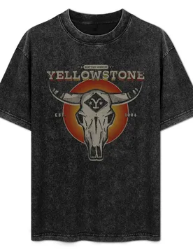 Yellowstone Dutton Ranch Cattle Skull Retro Style Logo T-Shirt shirts graphic anime stuff mens fashion - Aliexpress - FashionsVida