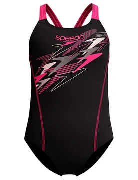Medley Logo Medalist Swimsuit Anthracite / Margarita Pink 11-12 Years Girls - Speedo - FashionsVida