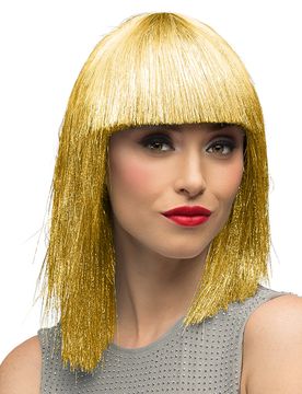 Glitzer Perücke Gold für Damen - female