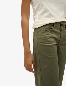Superdry Damen Mid Rise Baggy Chino Green - Größe: 30/32
