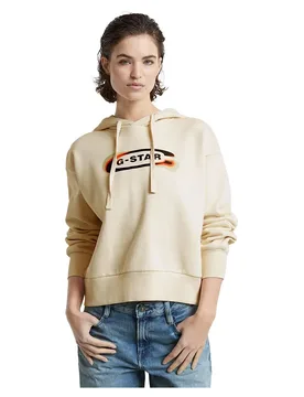 Felpa Con Cappuccio Old Skool Logo Loose Chalk S - G-Star - FashionsVida