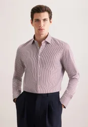 Slim Business Hemd Gestreift Rot 44