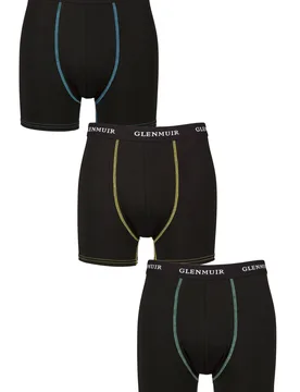 Mens 3 Pack Sports Performance Trunks Black Blue / Orange / Teal M - Black - Size: Medium - Glenmuir - FashionsVida