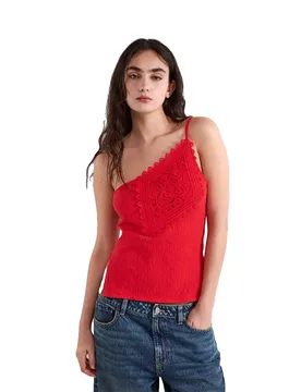 Maglietta Senza Maniche 3000062 Crochet Detail Red Alert XS