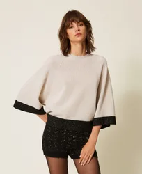 Pull cropped en laine et cachemire avec lurex