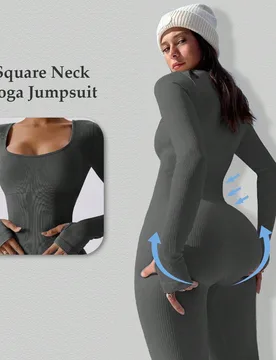 Mono de mujer suave y elástico acanalado - Conjunto de yoga de manga larga y ajustado para hacer deporte - Shein - FashionsVida