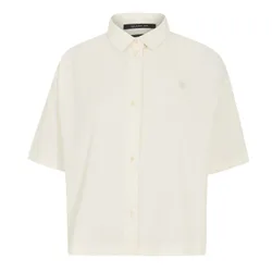 Womens Collared Neck Short Sleeve Relaxed Fit Shirt In Vintage White - Size 6 Uk