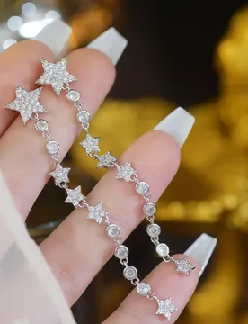 Advanced Exquisite Shine Zircon Star Tassel Stud Earrings Chic Classy Holiday Earring Simple And Romantic Girls Party Gift 2023 - Aliexpress - FashionsVida