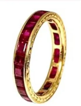Ct Yellow Gold Ruby Eternity Ring - Size M 1/2 - Bespoke - FashionsVida