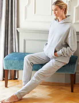 Women's "Heather Grey" Cotton Joggers Pants in Mid Grey Size: Large - Mid Grey - Size: L - British Boxers - FashionsVida