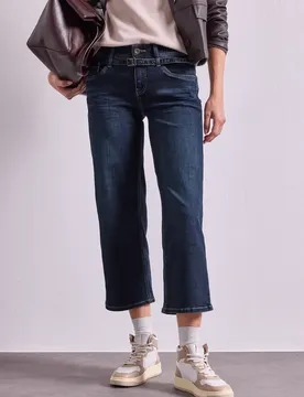 Jeans Culotte mit Gürteldetail female Blau