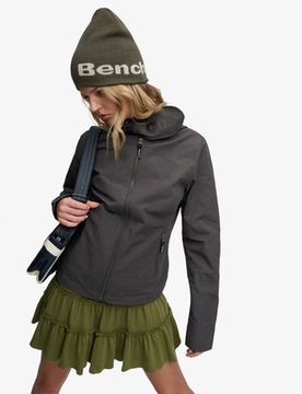 Superdry Damen Bench Kapuzenjacke mit Trichterkragen aus Ripstop Dark Grey - Größe: L