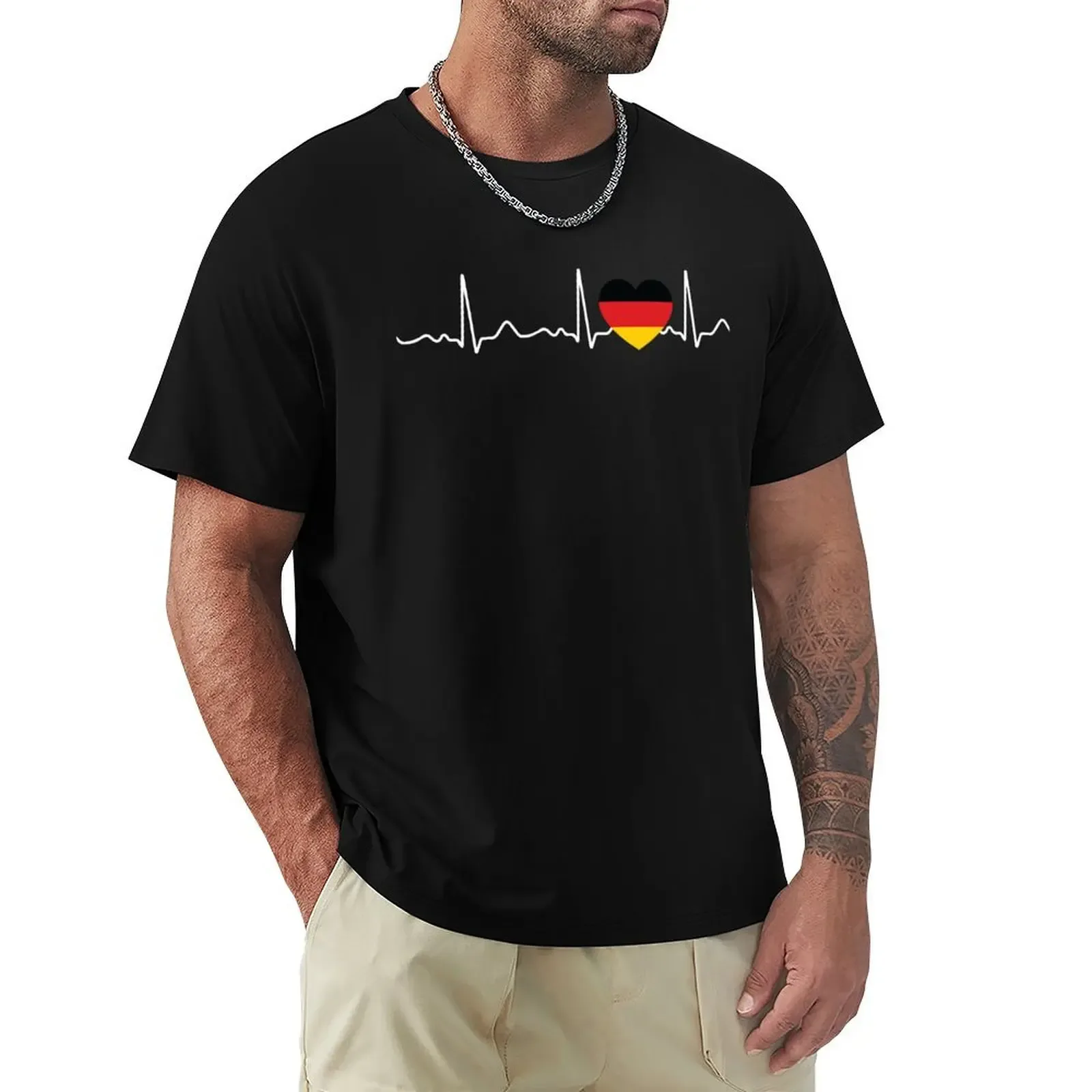 Germany - heartbeat, pulse, heart line, ECG T-Shirt Basic Lightweight Short Sleeve Tee - Aliexpress - FashionsVida