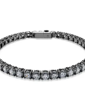 Braccialetto Matrix Tennis, Taglio Round, Grigio, Placcato rutenio XL - Swarovski - FashionsVida