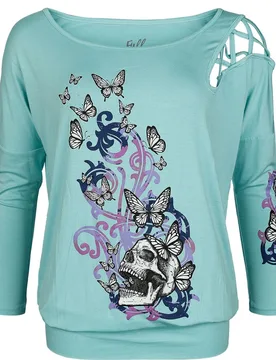 Langarmshirt - S bis L - für Damen - Größe L - hellblau - Frauen - female - Full Volume by EMP - FashionsVida