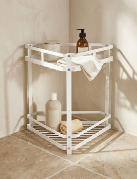 Mensola angolare da bagno a due livelli - bianco