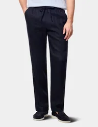 Regular Fit Pure Linen Lightweight Trousers Navy male