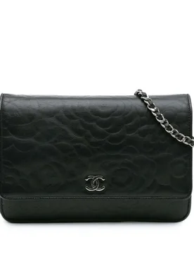 CC Embossed Lambskin Camellia Wallet On Chain - Chanel - FashionsVida