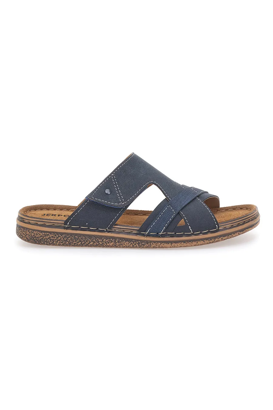 Ciabatte Blu con Sottopiede in Pelle 10104BESY 46 - JERPOINT - FashionsVida