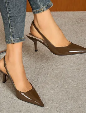 Tacones altos para mujer, tacones de aguja de punta fina, stilettos de moda, sandalias de tira trasera, tacones de gatito - Shein - FashionsVida