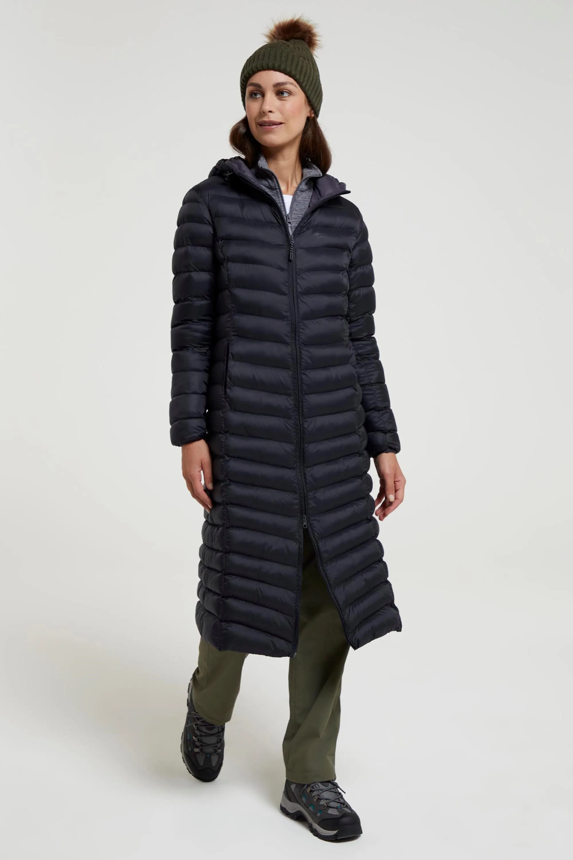 Florence Womens Extra Long Padded Jacket - Black - Black - Size: 6 - Mountain Warehouse - FashionsVida