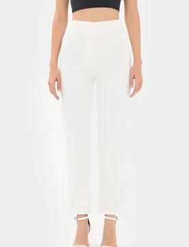 Womens High Waist Carrot Fit Trousers - White - Hiccup - FashionsVida
